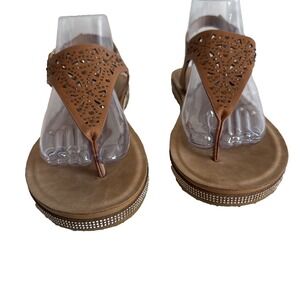 Forever Comfort Womens Bejeweled Sandals Size 9 Feminine Strappy Summer Vacation